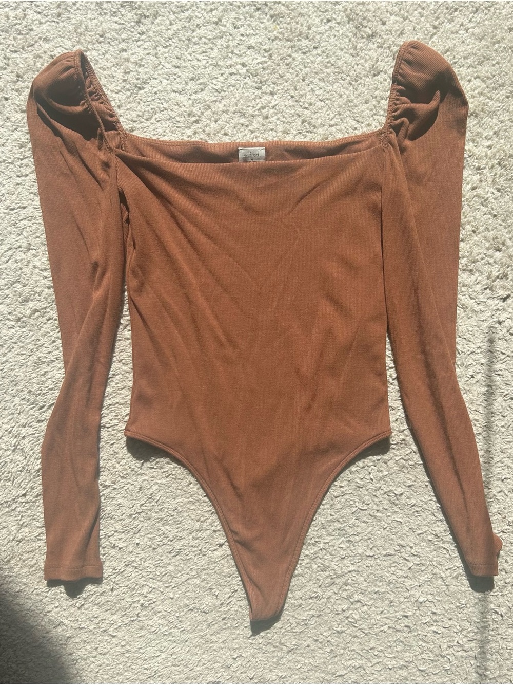 Wilfred Square-Neck Long Sleeve Bodysuit in Brown